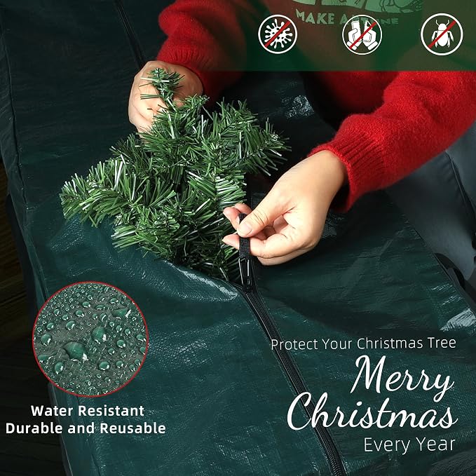 Large Christmas Tree Storage Bag Heavy Duty 9 Ft (Green) | Protects From Moisture & Dust, Holiday Storage, Alternative To Tree Storage Box