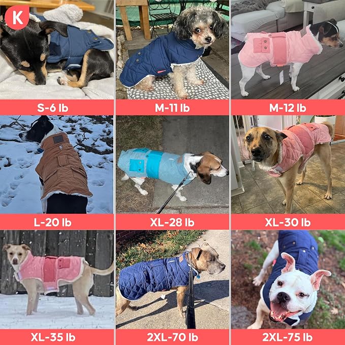 KYEESE Waterproof & Windproof Dog Coat for Large Dogs Puffer Jacket