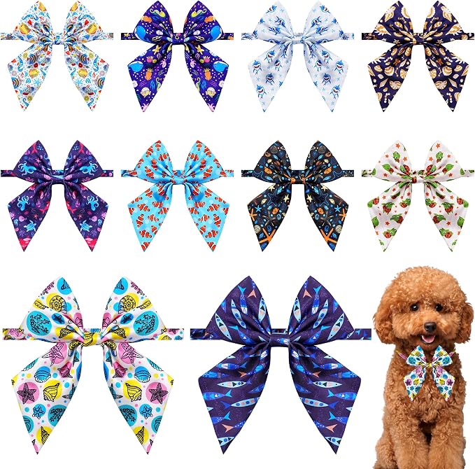 PET SHOW 10 Pack Ocean Animals Sailor Dog Bowties for Small Dogs