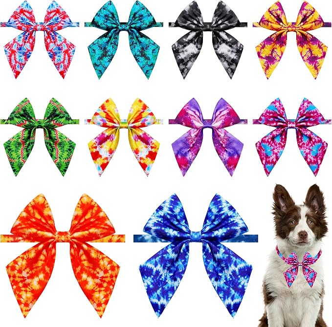 PET SHOW 10 Pack Tie Dye Sailor Dog Bowties for Large Dogs