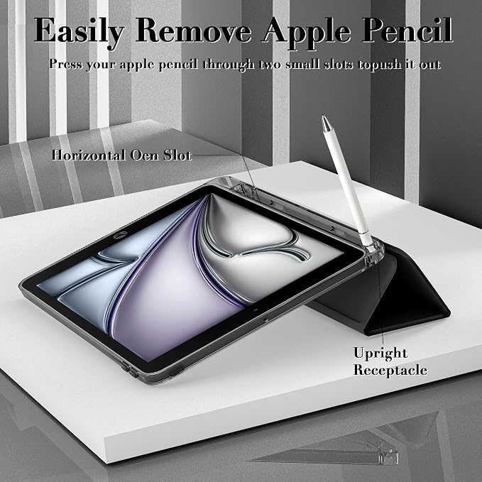 Cute Bow Lolipop Case for 13" iPad Pro(2024), Clear TPU Smart Stand Back Cover with Pencil Holder, Auto Wake/Sleep Foldable Shockproof Protective Case