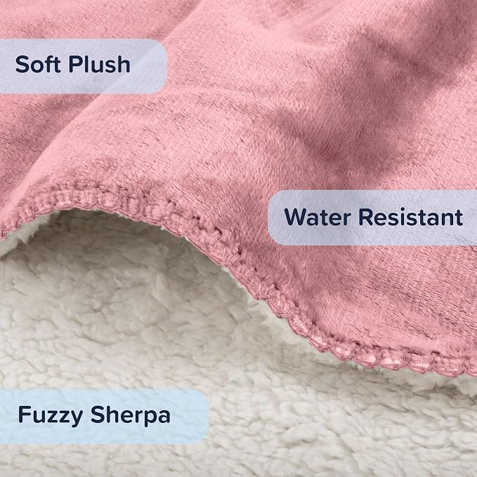 PETMAKER Dog Blanket, Pink, 60” x 80” | Reversible Sherpa Blanket - Throws for Bed, Couch, Crate, or Car - Machine Washable Puppy Essentials