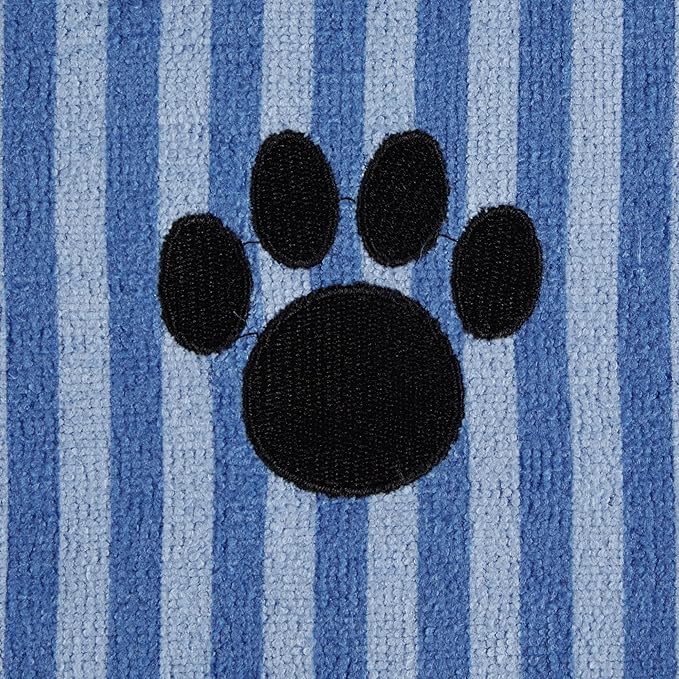 DII Design Embroidered Pet Towel, 44 x 27.5", Striped Blue