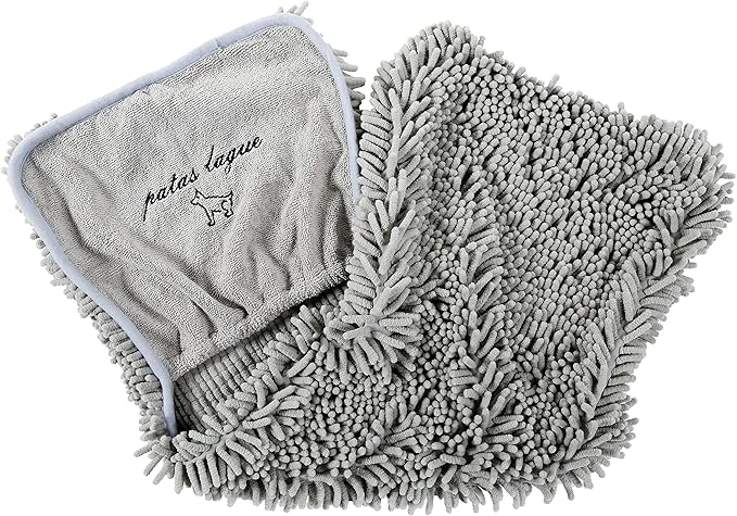 Patas Lague 2 Pack Absorbent Dog Towel for Drying Dogs Large, 35''x15'' Extra Large Microfiber Quick Drying Pet Bath Towel with Hand Pockets, Machine Washable Pet Shammy 2Grey