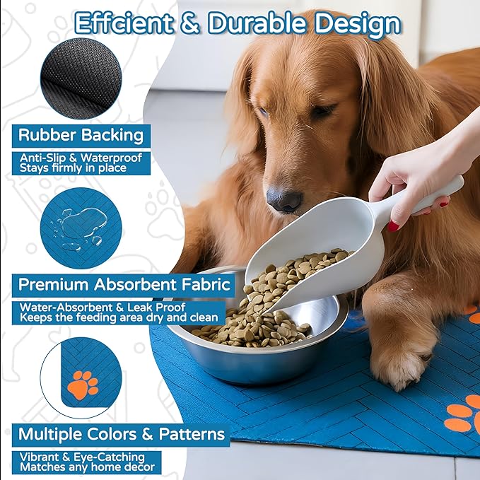Pet Feeding Mat-Absorbent Dog Feeding Mat for Food and Water Bowl,No Stains Pet Placemat,Quick Drying Water Dispenser Mat for Dog and Cat,Easy to Clean Dog Accessories(S,Navyblue)