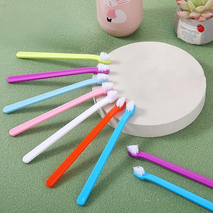 Tioncy 500 Count Small Dog Toothbrush Bulk Pack Long Handle Pet Toothbrushes with Soft Bristles, Dental Care Teeth Cleaning Kit for Small Breed Dogs, Cats, and Puppies (7 Colors)