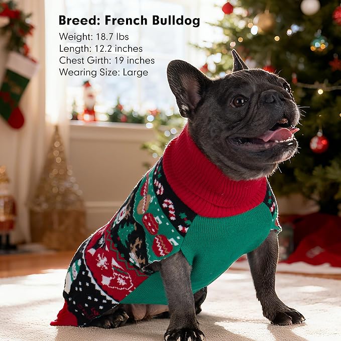 cyeollo Ugly Dog Christmas Sweater Outfit for Large Dogs, Reindeer, 3XL
