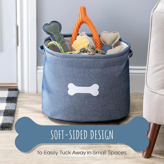 Park Life Designs - Dog Toy Storage for All Pets, Including Cats, Puppies, and Kittens (Capri, Blue, White Bone)