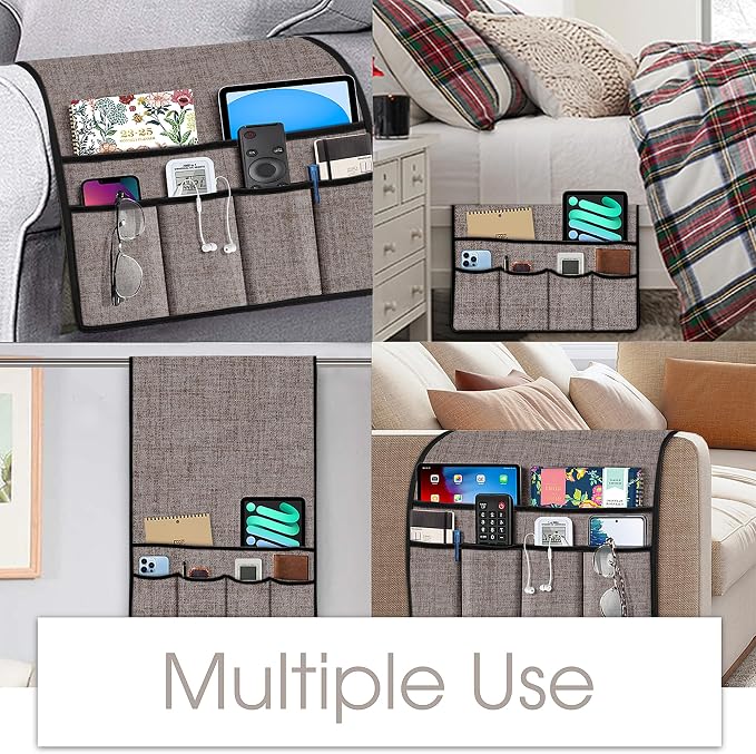 Joywell Armrest Organizer Remote Holder, Apricot | For Recliner Armchair, Couch Sofa Arm Chair Caddy, 6 Pocket Storage, For Magazine, iPad, Phone