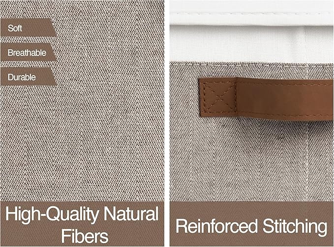 StorageWorks Fabric Storage Bins with Lids, Closet Storage Bins | Lidded Dust-proof, Easy Pull Handles, Foldable, Stackable, Ideal for Clothes Blanket Towel, Jumbo, Brown and White, 3-Pack