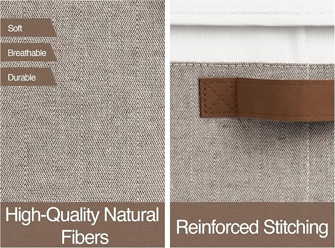 StorageWorks Fabric Storage Bins with Lids, Closet Storage Bins | Lidded Dust-proof, Easy Pull Handles, Foldable, Stackable, Ideal for Clothes Blanket Towel, Large, Brown and White, 3-Pack