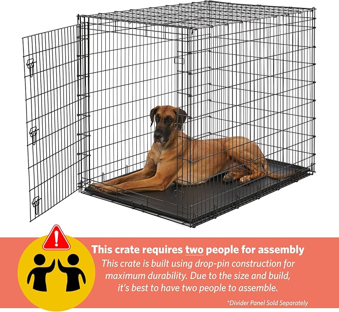 Solutions by Midwest 54-Inch Single Door Crate, Giant Breed Dogs, 100+ lbs | Dog Crate with Leak-Proof Tray & Secure Latches, Durable Drop Pin Construction