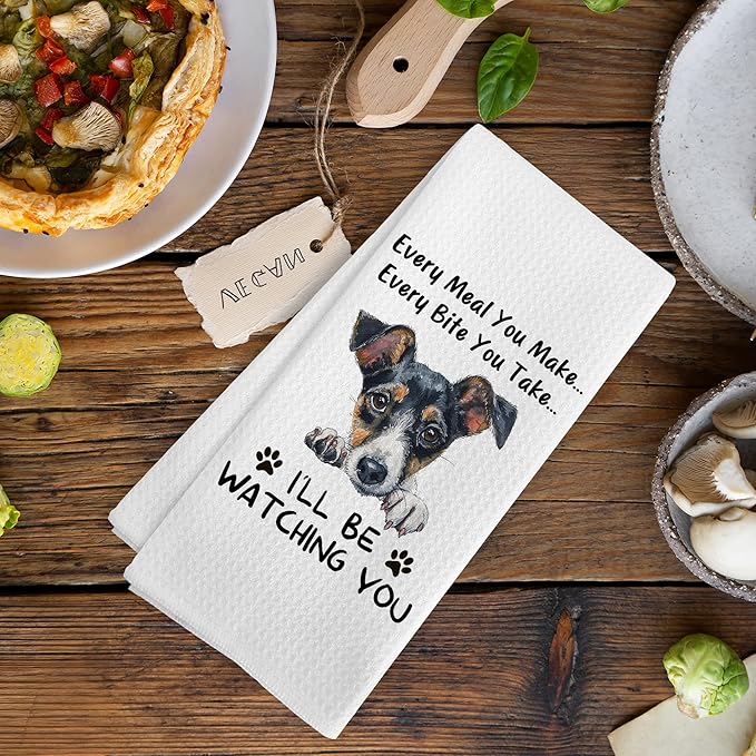 Funny Jack Russell Terrier Dog Kitchen Towels Decor, Jack Russell Terrier Dog Mom Gifts for Women Kids Men, Every Meal You Make Every Bite You Take Dish Hand Tea Towels for Kitchen, 16x24Inch
