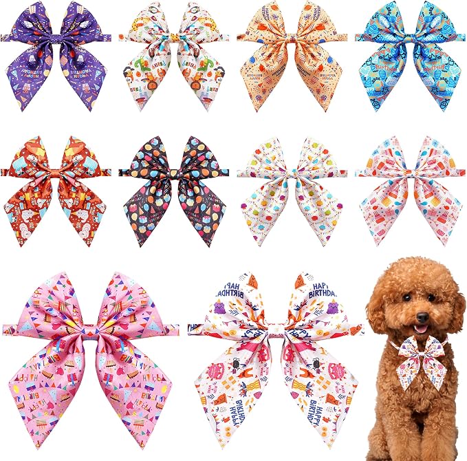 PET SHOW 10 Pack Happy Birthday Sailor Dog Bowties for Small Dogs
