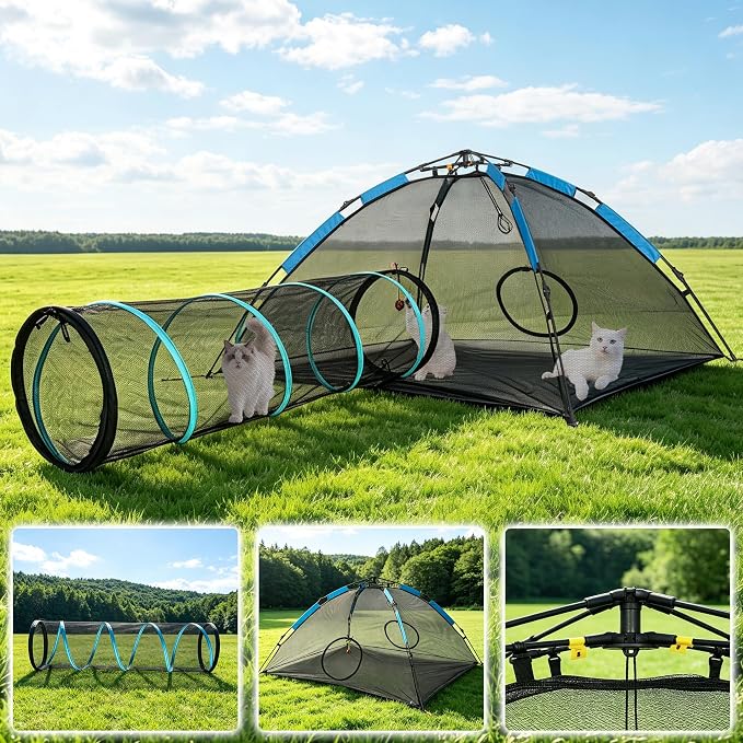 Cat Tent for Indoor and Outdoor Cat Enclosures(Outdoor, Tunnel, and Pet playpen) X-Large Portable Cat Tunnel Play Tents for Cats Rabbits and Small Animals