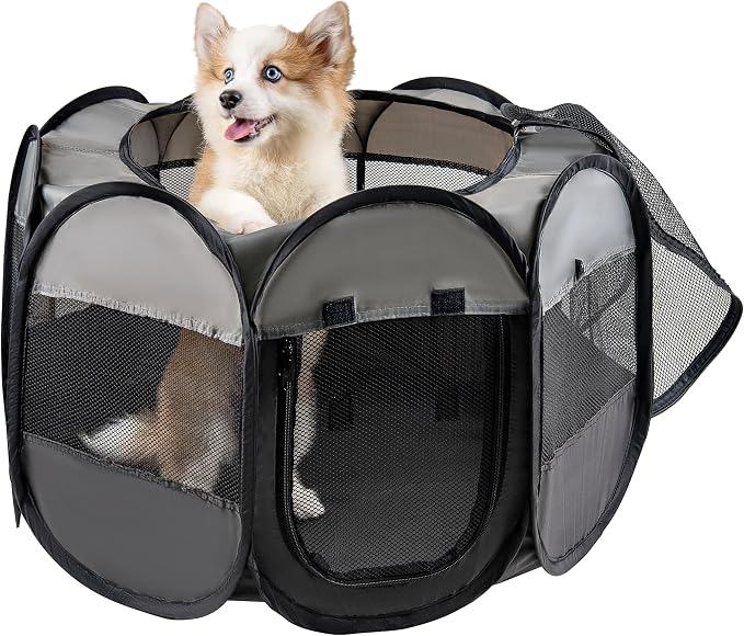 LAFYETTE - USA Based, Dog Cat Playpen, Puppy Kitten Pet Playpen Indoor Outdoor, Portable Pop Up Dog Kennel Tent Crate Cage for Dog Cat Rabbits, Foldable Pet Enclosure, Removable Top Cover, 36" x 16"