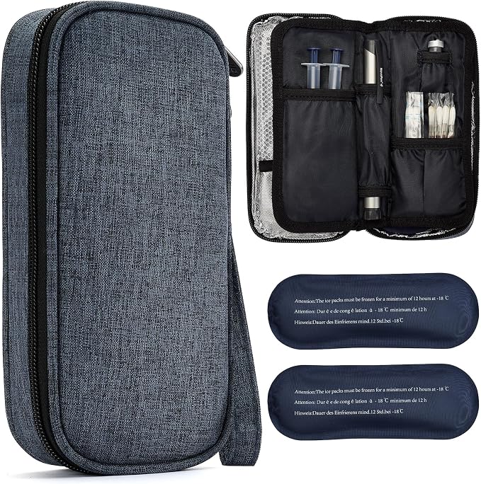 apollo walker Insulin Cooler Travel Case with Ice Packs and Insulation | TSA Approved Includes 2 x 90g ice packs for 9-hour cooling insulin pens & syringes for Diabetics to Carry (Blue)