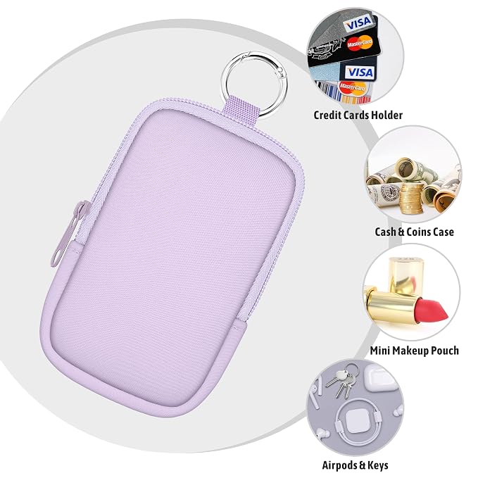 Hand Sanitizer Holder, Purple Spray Case Zippered Pouch | Keychain, Travel Size, Cute Fashion Accessory with Snap Hook, for Glow Mist and Power Mist 1FL OZ, Mini Small Pocket Clip on