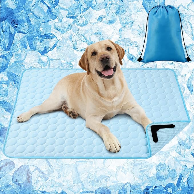 MCEAST Dog Cooling Mat 39" x 27.5" Self Cooling Pad for Dogs & Cats Non-Slip Cool-Chill Mats Summer Pet Blanket with Storage Bag Washable & Portable Cool Pet Pad for Floor Sofa Bed Car Travel, Large