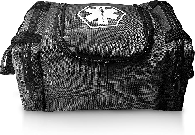 ASA TECHMED First Aid Responder EMS Emergency Medical Trauma Bag EMT, Fire Fighter, Police Officer, Paramedics, Nurse, Black