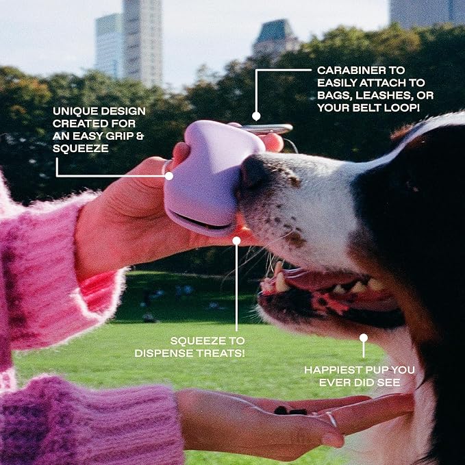Springer Springland Dog Treat Pouch for Effort-Free Squeeze Dispensing - Easy-Fill, Food-Grade Silicone Treat Pouches for Pet Training - Includes Carabiner-Black