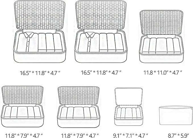 Vercord 7 Set Travel Packing Organizers Cubes Luggage Suitcase Organizer Bags Clothes Underwear Cube Shoe Pouch Pack Blue Flower