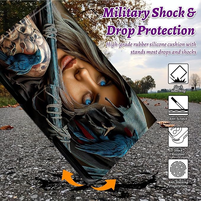 Rotating Handle Case for Samsung Galaxy Tab A11 2026/A9 2024 8.7 Inch, 360 Degree Swivel Kickstand with Magnetic Closure, Shockproof Leather Protective Cover for Women Men, Blue Eyed Girl