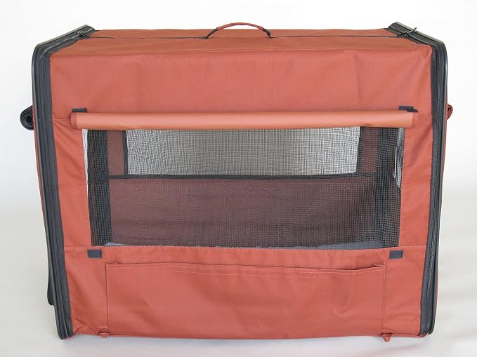 Go Pet Club 32" Soft Collapsible Dog Crate, Portable Pet Carrier, Thick Padded Pet Travel Crate for Indoor & Outdoor, Foldable Kennel Cage with Durable Mesh Windows, Brown