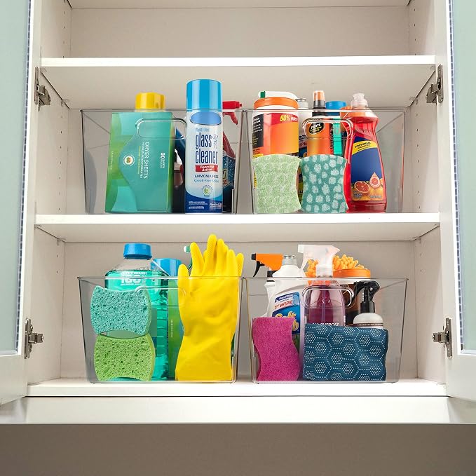 ClearSpace Clear Plastic Storage Bins for Kitchen, Fridge, Pantry, 6 Pack | Pantry storage bin for organizing food items, kitchen essentials, and refrigerator storage