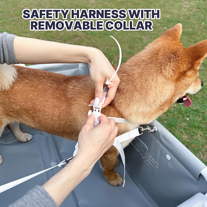 Dog Bathtub Dog Washing Station with Scrubber for Medium Dogs 135lbs or Two Small Pets, B4 Plus Foldable Dog Tub for Bathing and Grooming, Portable Collapsible Dog Shower Tub