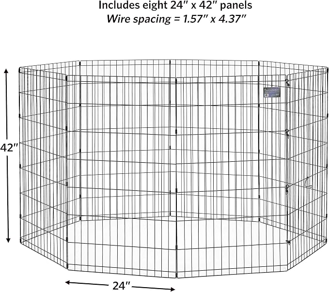 MidWest 42-Inch Exercise Pen, No Door, 16 Sq Ft Play Area | for Indoor and Outdoor Use, No Door Design for Maximum Security, Easy to Set Up, Foldable Playpen