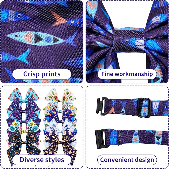 PET SHOW 10 Pack Ocean Animals Sailor Dog Bowties for Large Dogs
