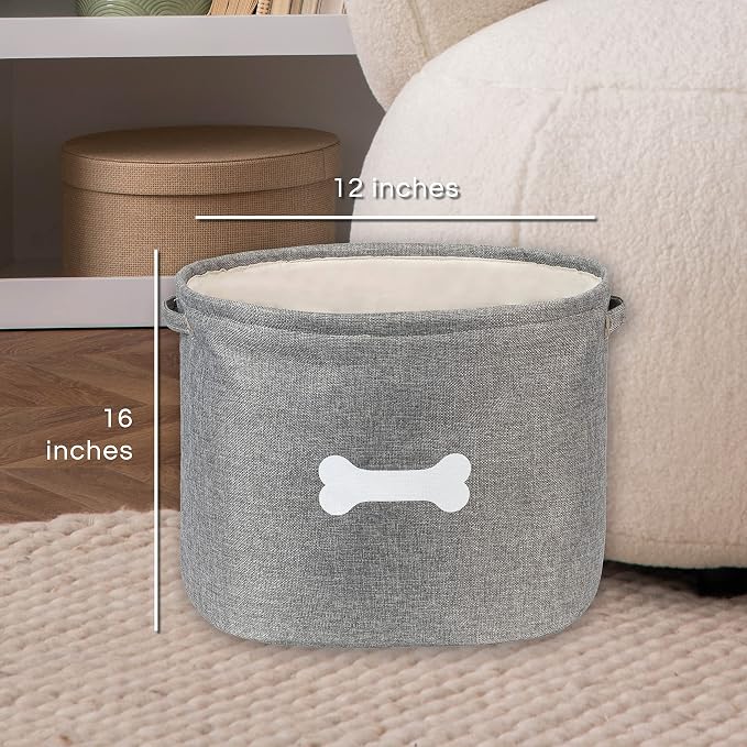 Park Life Designs - Dog Toy Storage for All Pets, Including Cats, Puppies, and Kittens (Capri, Gray, White Bone)