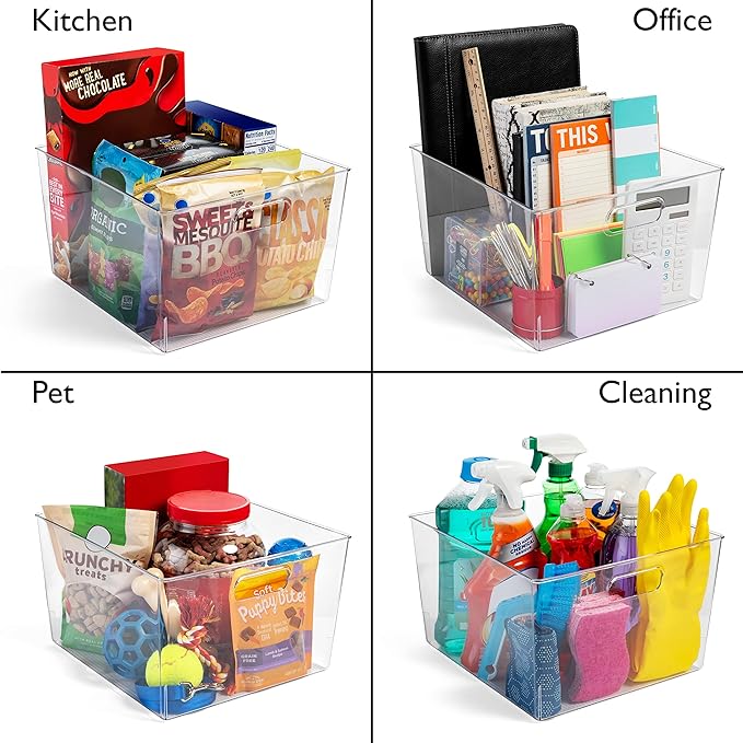 ClearSpace Clear Plastic Storage Bins for Kitchen, Fridge, Pantry, 6 Pack | Pantry storage bin for organizing food items, kitchen essentials, and refrigerator storage