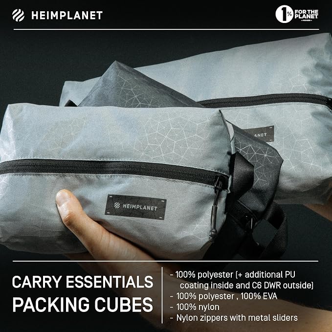 HEIMPLANET Original | HPT Carry Essentials - PACKING CUBES | Set of 3 Packing Organizers | 1x 4L Volume and 2x 2L Volume | Supports 1% for The Planet