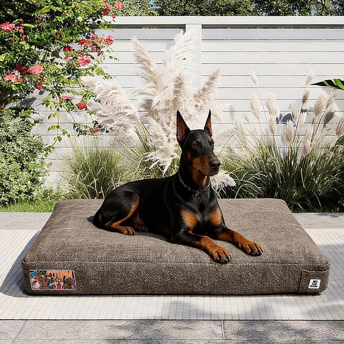 Sytopia 42 Inch Indestructible Durable Dog Beds for Extra Large Dogs, Chew Proof Waterproof Pet Crate Pad with Machine Washable Removable Cover, Great for Indoor, Outdoor, Crate, Patio Use, Brown