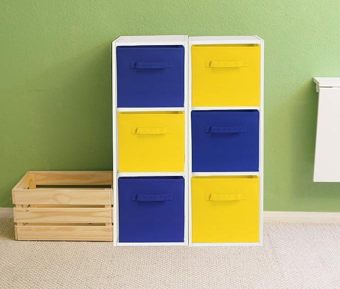 Simple Houseware 11-Inch Foldable Cube Storage Bins, Yellow, 6-Pack | Lightweight & Durable Structure Fabric Cubes Organizer for Closet or Shelves