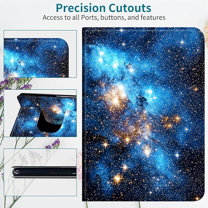 Case for Samsung Galaxy Tab A8 10.5" 2022 SM-X200/X205/X207, 360 Degree Rotating Stand with Multi-Angle Vertical & Horizontal Viewing Shockproof Protective Shell for Women Men, Blue Galaxy