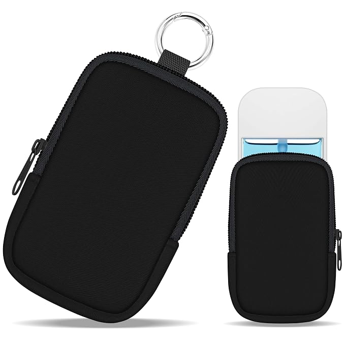 Hand Sanitizer Holder, Black Spray Case Zippered Pouch | Keychain, Travel Size, Cute Fashion Accessory with Snap Hook, for Glow Mist and Power Mist 1FL OZ, Mini Small Pocket Clip on