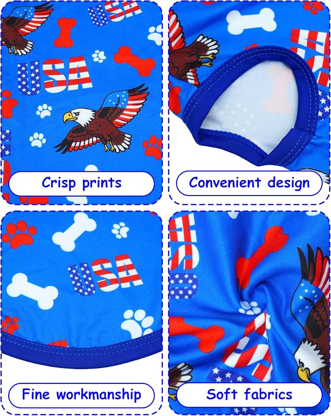 PET SHOW 4 Pack 4th of July Dog Shirts for Small Dogs Boy Girl | Patriotic t-shirts for dogs,polyester,US flag sleeveless vest, independence day holiday clothes tank top,M
