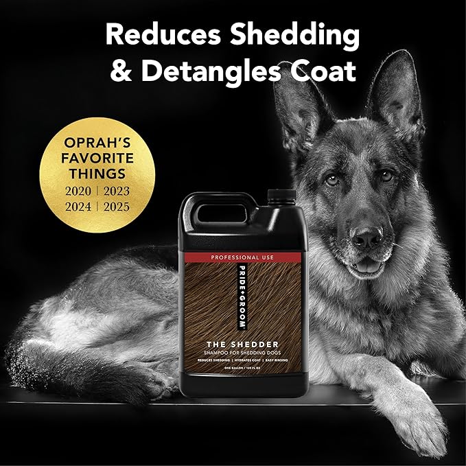 Pride and Groom The Shedder | Dog Deshedding Shampoo | All Natural Body Wash with Essential Oils & Ingredients that Reduce Pet Shedding & Fur Dander for Curly and Wavy Coats – 128oz
