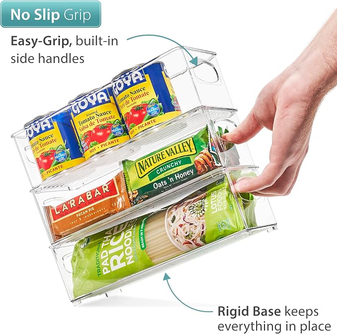 Sorbus Fridge Organizers and Storage, Clear Stackable Bins (Small, 2 Pack) | Built-in grips support easy access and transport; plastic containers organize food in freezers, drawers and countertops.