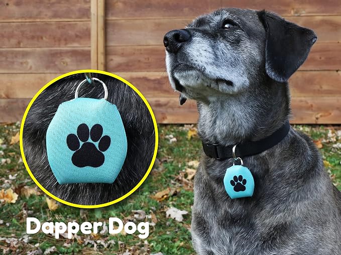 Dapper Dog - Dog Tag Silencer with Tag Ring (Teal with Black Paw Print)