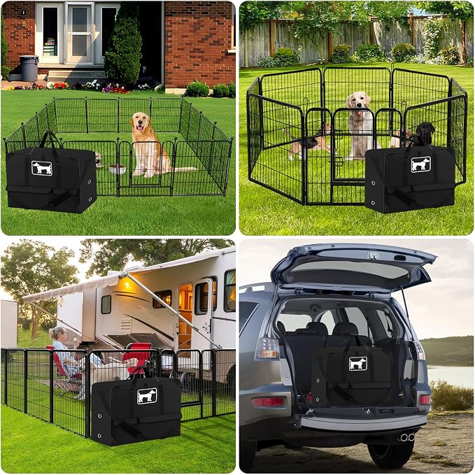 SIRUITON 2PcsThick 600D Dog Playpen Storage Bag Fits 40"H 8 Panels 9 Stakes | Suitable for Foldable Exercise Pet Playpen, Dog Fence Travel Bag with Reinforced Double Handles & Two external pockets.