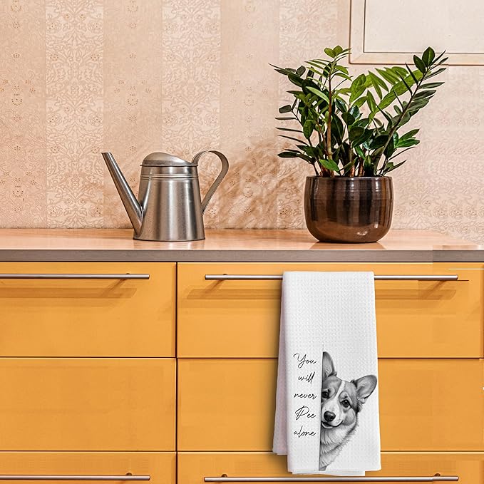 Corgi Dog Hand Towels for Bathroom Decor,Corgi Gifts for Corgi Lovers,Black and White Dog Decorative Hand Towels for Washroom Restroom,16x24 Inch