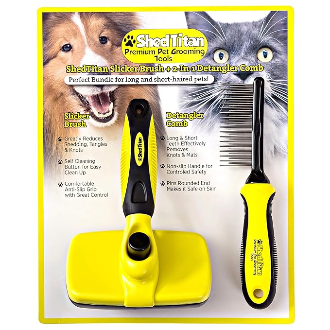 Doodle Brush Slicker for Dogs - Self Cleaning Dog Brush for Poodles, Goldendoodle Grooming Kit with Detangler Comb