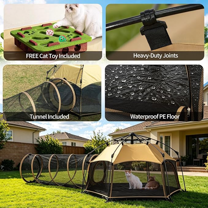 Cat Tent for Indoor and Outdoor Cat Enclosures(Outdoor, Tunnel, and Pet playpen) X-Large Portable Cat Tunnel Play Tents for Cats Rabbits and Small Animals