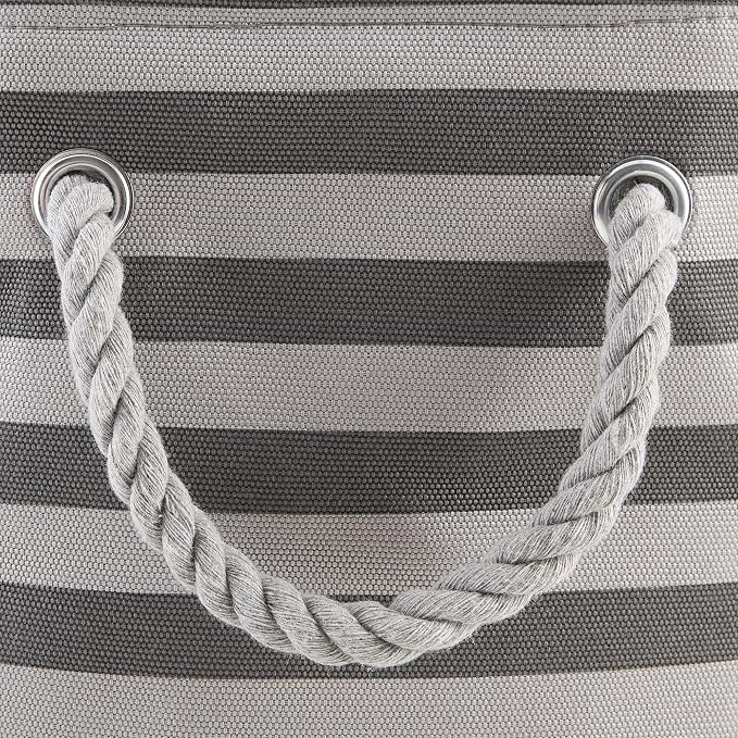Bone Dry Pet Storage Collection Striped Paw Patch Bin, Medium Round, Gray