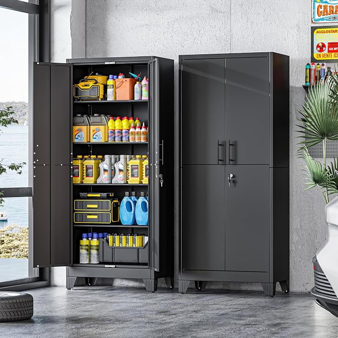 70.86" Metal Storage Cabinet for Garage, Tool Cabinet, Utility Cabinet