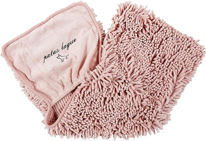 Patas Lague Absorbent Dog Towel for Drying Dogs Large, 35''x15'' Extra Large Microfiber Quick Drying Pet Bath Towel with Hand Pockets, Machine Washable Pet Shammy Pink